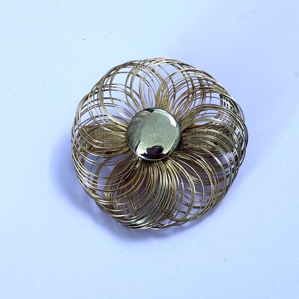 Vtg Gold Tone Wire Flower Hair Clip Barrette Otomatic SGDG France